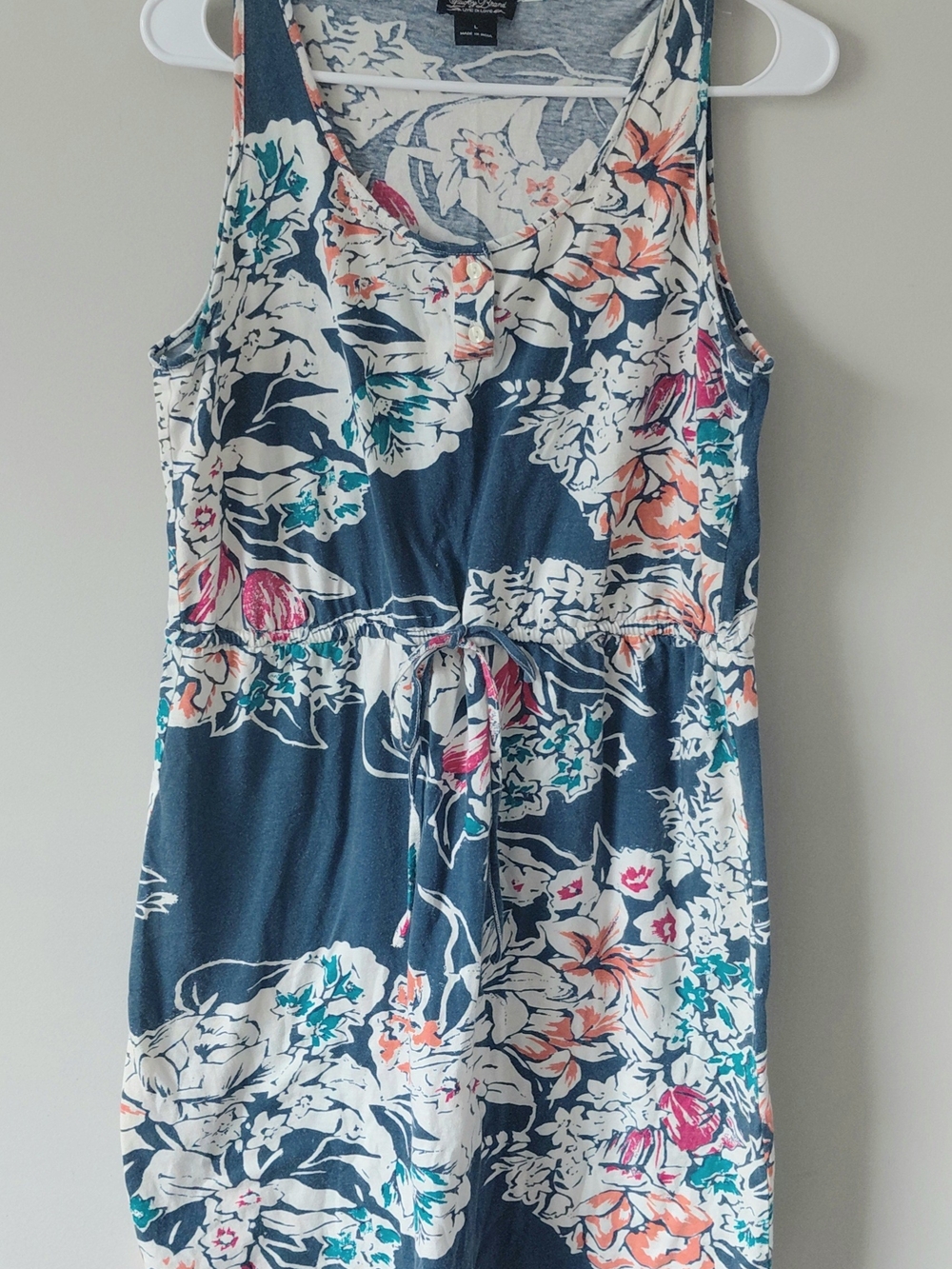 Lucky Brand Navy Floral Tie-Waist Tank Mini Dress